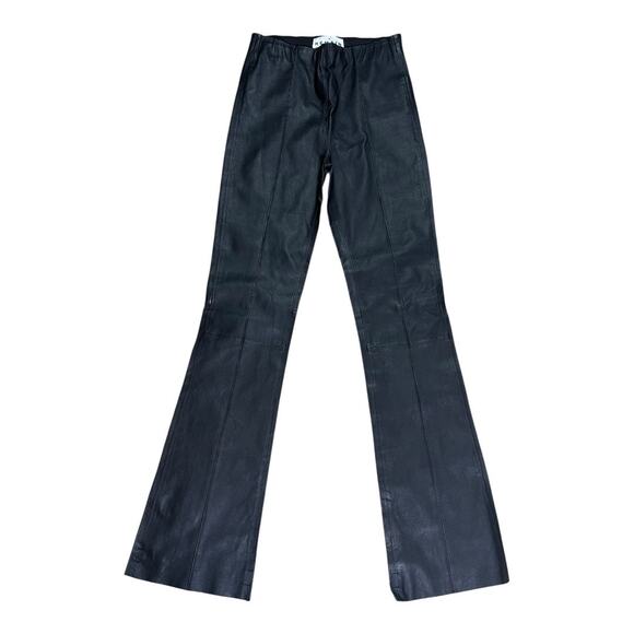 Remain Black Stretch Leather Bootcut Floral Pants Leggings Size 12 UK 6 US - Picture 2 of 6